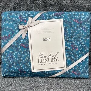 Vintage Wamsutta NEW percale TWIN FITTED sheet Exotique print floral teal vines